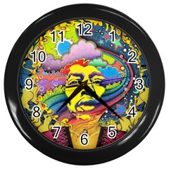 Psychedelic Rock Jimi Hendrix Wall Clock (black) by Semog4