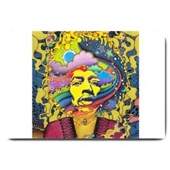 Psychedelic Rock Jimi Hendrix Large Doormat by Semog4