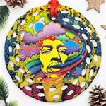 Psychedelic Rock Jimi Hendrix Ornament (Round Filigree) Front