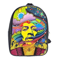 Psychedelic Rock Jimi Hendrix School Bag (xl) by Semog4