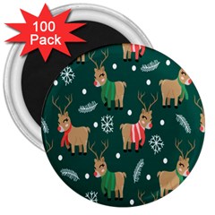 Cute Christmas Pattern Doodle 3  Magnets (100 Pack) by Semog4