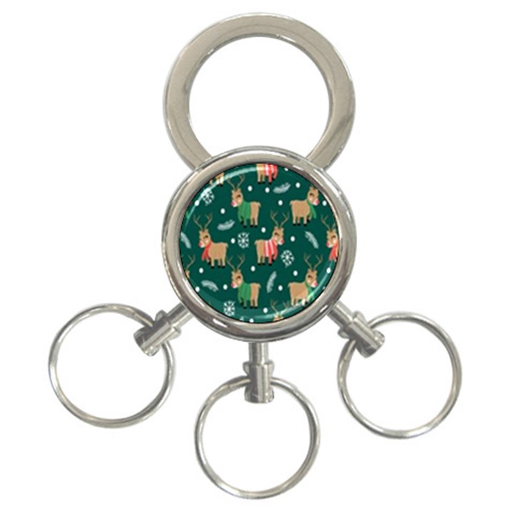 Cute Christmas Pattern Doodle 3-Ring Key Chain