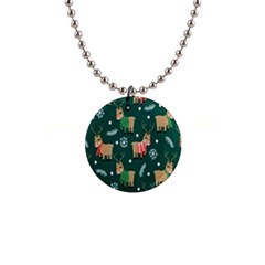 Cute Christmas Pattern Doodle 1  Button Necklace by Semog4