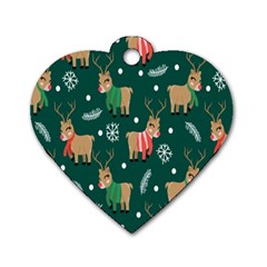 Cute Christmas Pattern Doodle Dog Tag Heart (two Sides) by Semog4