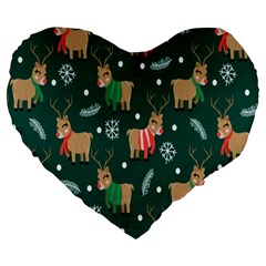 Cute Christmas Pattern Doodle Large 19  Premium Flano Heart Shape Cushions by Semog4