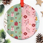 Flat Christmas Pattern Collection Round Ornament (Two Sides) Front