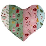 Flat Christmas Pattern Collection Large 19  Premium Flano Heart Shape Cushions Front