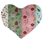 Flat Christmas Pattern Collection Large 19  Premium Flano Heart Shape Cushions Back