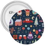 Vector Set Cute Christmas Elements santa-penguin Deer Bear Fox Owl Trees Snowman Bird Angel More 3  Buttons Front