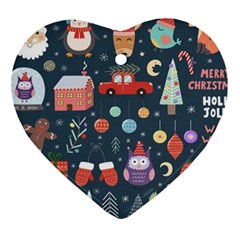 Vector Set Cute Christmas Elements Santa-penguin Deer Bear Fox Owl Trees Snowman Bird Angel More Ornament (heart) by Semog4