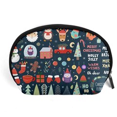 Vector Set Cute Christmas Elements Santa-penguin Deer Bear Fox Owl Trees Snowman Bird Angel More Accessory Pouch (large) by Semog4