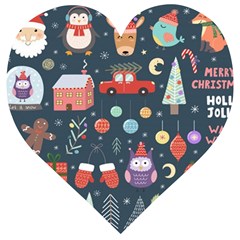 Vector Set Cute Christmas Elements Santa-penguin Deer Bear Fox Owl Trees Snowman Bird Angel More Wooden Puzzle Heart by Semog4