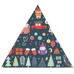 Vector Set Cute Christmas Elements Santa-penguin Deer Bear Fox Owl Trees Snowman Bird Angel More Wooden Puzzle Triangle by Semog4