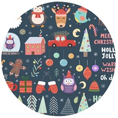 Vector Set Cute Christmas Elements Santa-penguin Deer Bear Fox Owl Trees Snowman Bird Angel More Wooden Bottle Opener (round) by Semog4