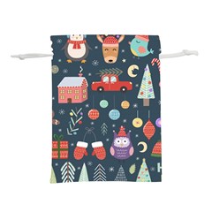 Vector Set Cute Christmas Elements Santa-penguin Deer Bear Fox Owl Trees Snowman Bird Angel More Lightweight Drawstring Pouch (m) by Semog4