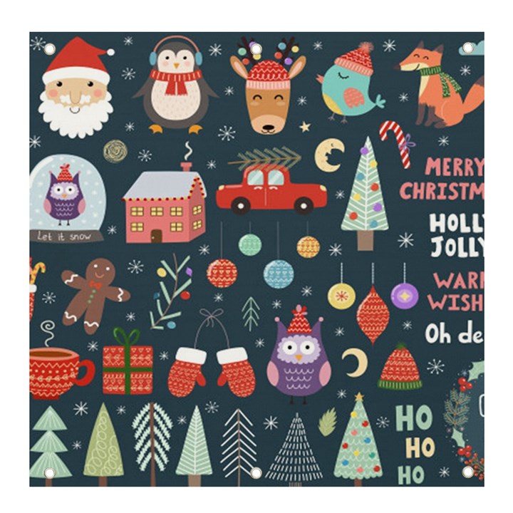 Vector Set Cute Christmas Elements santa-penguin Deer Bear Fox Owl Trees Snowman Bird Angel More Banner and Sign 4  x 4 