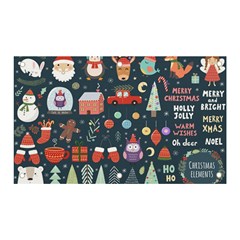 Vector Set Cute Christmas Elements Santa-penguin Deer Bear Fox Owl Trees Snowman Bird Angel More Banner And Sign 5  X 3  by Semog4