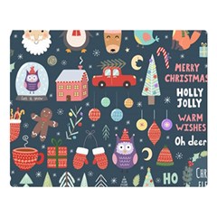 Vector Set Cute Christmas Elements Santa-penguin Deer Bear Fox Owl Trees Snowman Bird Angel More Premium Plush Fleece Blanket (large) by Semog4