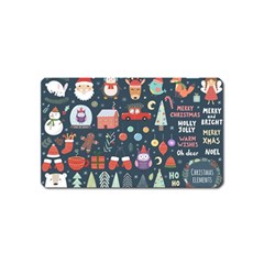 Vector Set Cute Christmas Elements Santa Penguin Deer Bear Fox Owl Trees Snowman Bird Angel More Magnet (name Card) by Semog4