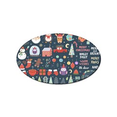 Vector Set Cute Christmas Elements Santa Penguin Deer Bear Fox Owl Trees Snowman Bird Angel More Sticker Oval (100 Pack) by Semog4