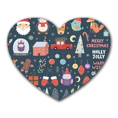 Vector Set Cute Christmas Elements Santa Penguin Deer Bear Fox Owl Trees Snowman Bird Angel More Heart Mousepad by Semog4