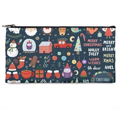 Vector Set Cute Christmas Elements Santa Penguin Deer Bear Fox Owl Trees Snowman Bird Angel More Pencil Case by Semog4