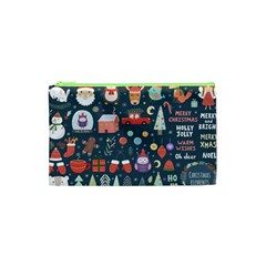 Vector Set Cute Christmas Elements Santa Penguin Deer Bear Fox Owl Trees Snowman Bird Angel More Cosmetic Bag (xs) by Semog4