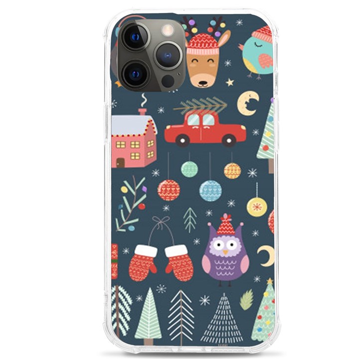 Vector Set Cute Christmas Elements Santa Penguin Deer Bear Fox Owl Trees Snowman Bird Angel More iPhone 12 Pro max TPU UV Print Case