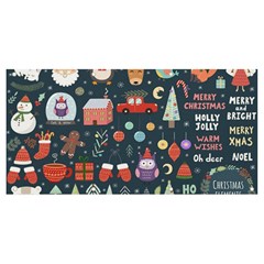 Vector Set Cute Christmas Elements Santa Penguin Deer Bear Fox Owl Trees Snowman Bird Angel More Banner And Sign 8  X 4  by Semog4