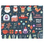 Vector Set Cute Christmas Elements Santa Penguin Deer Bear Fox Owl Trees Snowman Bird Angel More Premium Plush Fleece Blanket (Medium) 60 x50  Blanket Front