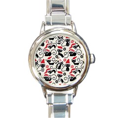 Cute Christmas Seamless Pattern Vector Round Italian Charm Watch