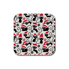 Cute Christmas Seamless Pattern Vector Rubber Square Coaster (4 Pack) by Semog4