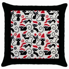 Cute Christmas Seamless Pattern Vector Throw Pillow Case (Black)