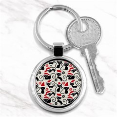 Cute Christmas Seamless Pattern Vector Key Chain (Round)