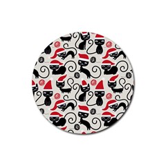 Cute Christmas Seamless Pattern Vector Rubber Round Coaster (4 Pack) by Semog4