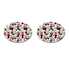 Cute Christmas Seamless Pattern Vector Cufflinks (Oval)