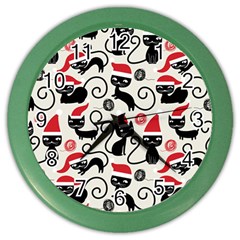 Cute Christmas Seamless Pattern Vector Color Wall Clock