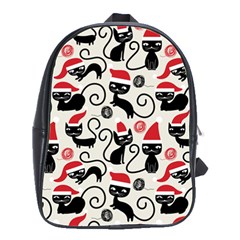 Cute Christmas Seamless Pattern Vector School Bag (Large)