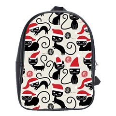 Cute Christmas Seamless Pattern Vector School Bag (XL)