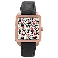 Cute Christmas Seamless Pattern Vector Rose Gold Leather Watch 