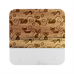 Cute Christmas Seamless Pattern Vector Marble Wood Coaster (square)