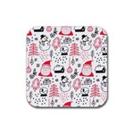 Christmas Themed Seamless Pattern Rubber Coaster (Square) Front