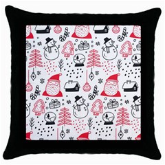 Christmas Themed Seamless Pattern Throw Pillow Case (black) by Semog4