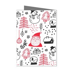 Christmas Themed Seamless Pattern Mini Greeting Cards (pkg Of 8)