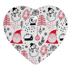 Christmas Themed Seamless Pattern Heart Ornament (two Sides) by Semog4