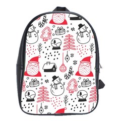 Christmas Themed Seamless Pattern School Bag (large) by Semog4