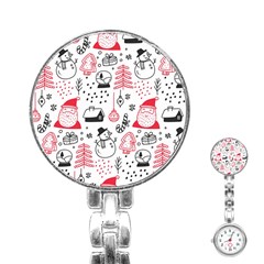 Christmas Themed Seamless Pattern Stainless Steel Nurses Watch by Semog4