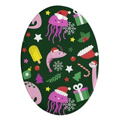 Colorful Funny Christmas Pattern Ornament (oval) by Semog4