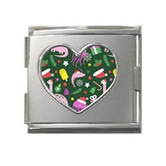 Colorful Funny Christmas Pattern Mega Link Heart Italian Charm (18mm) by Semog4