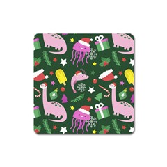 Colorful Funny Christmas Pattern Square Magnet by Semog4